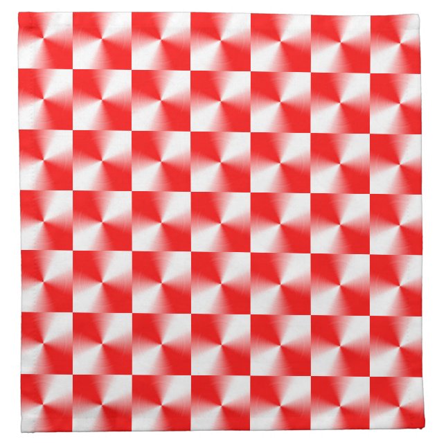 Scarlet Red and White Modern Plaid Pattern Cloth Napkin (Front)
