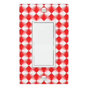Scarlet Red and White Modern Plaid Pattern Light Switch Cover