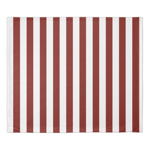 Scarlet Red and White Vertical Stripes Duvet Cover