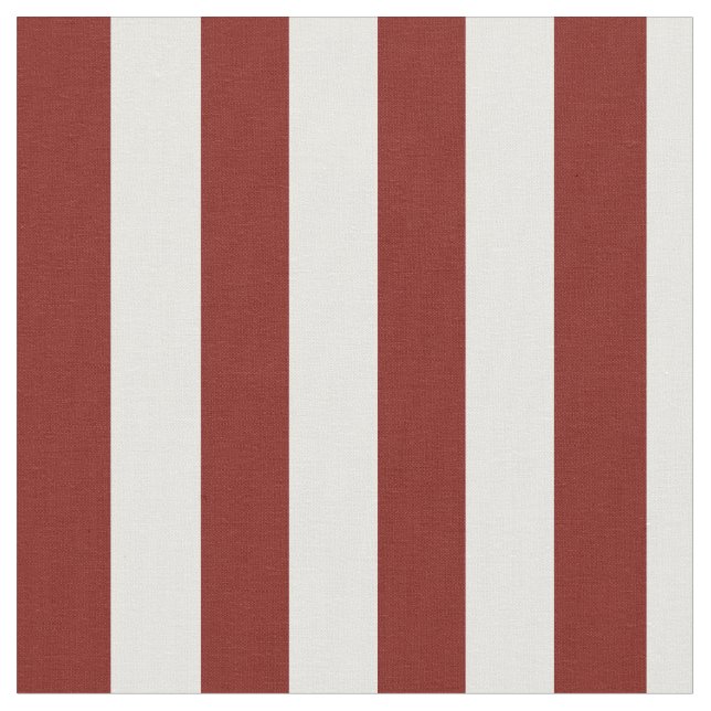 Scarlet Red and White Vertical Stripes Fabric (Close Up)