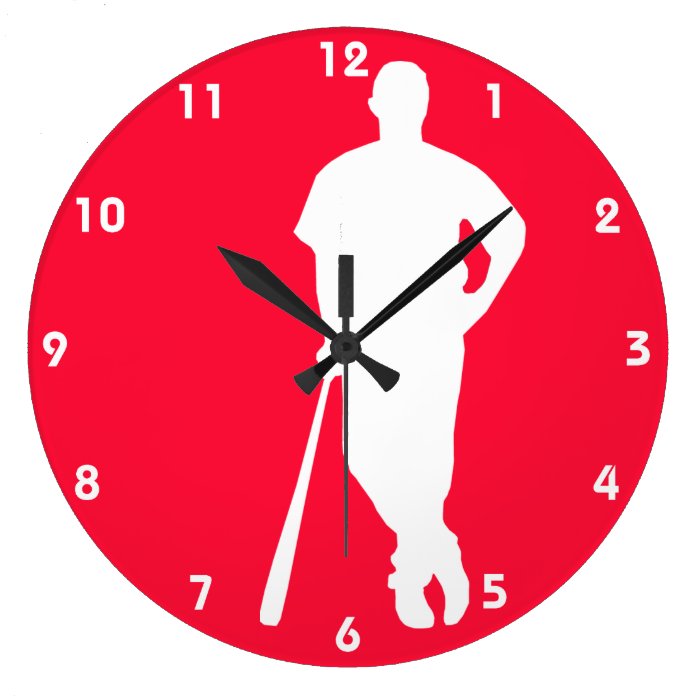 Scarlet Red Baseball; Softball Wallclock