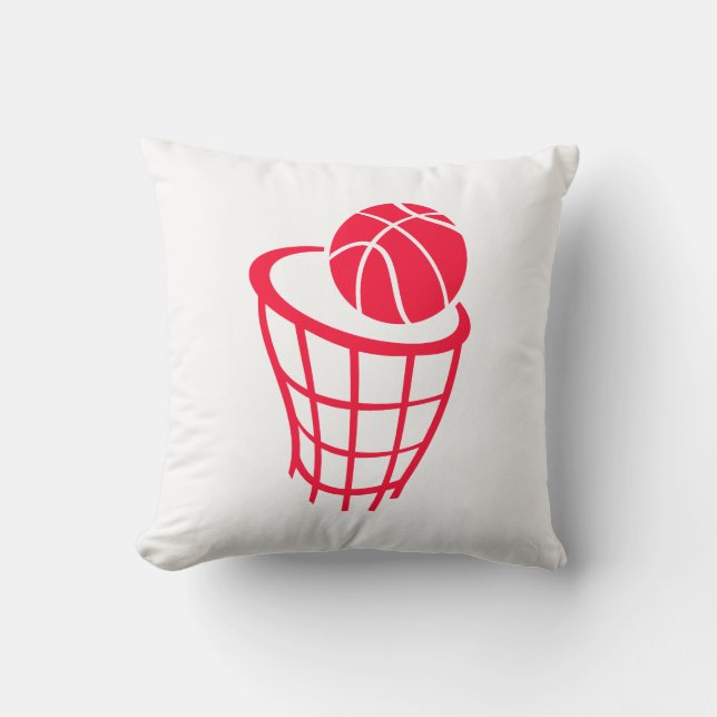 Scarlet Red Basketball Throw Pillow (Front)