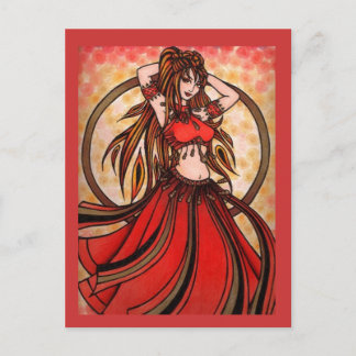 Scarlet red Belly Dancer Postcards
