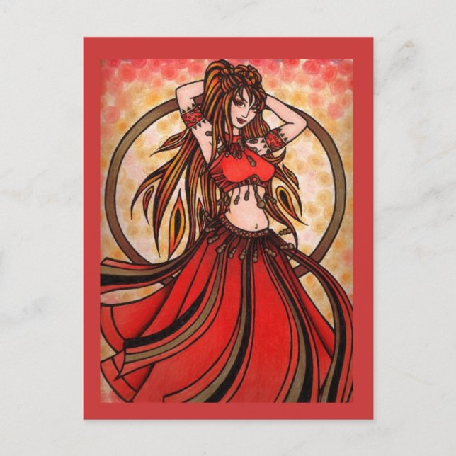 Scarlet red Belly Dancer Postcards (Front)