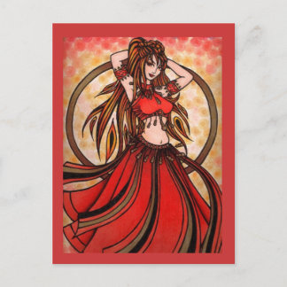 Scarlet red Belly Dancer Postcards