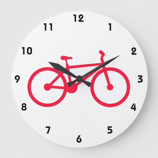 Scarlet Red Bicycle Large Clock (Front)