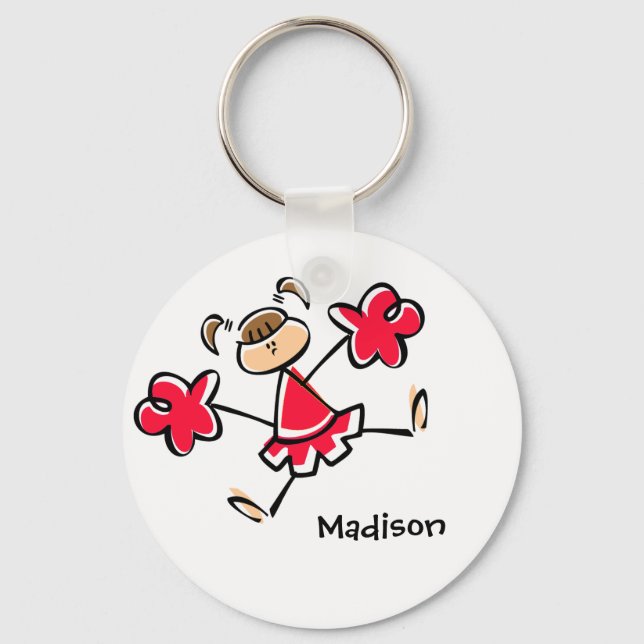 Scarlet Red Cheerleader Keychain (Front)