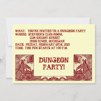 Scarlet Red Dragons In Dungeons ~party Invitation! Invitation by layooper at Zazzle