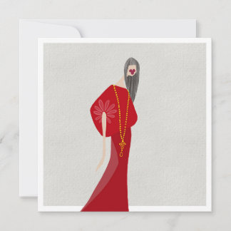 Scarlet Red Glam Fashion Art Card