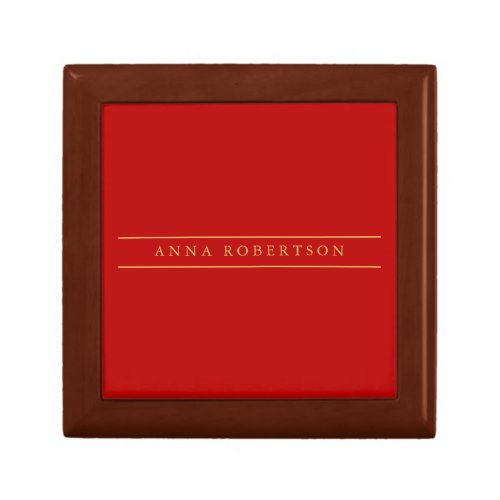 Scarlet Red Gold Colors Add Name Script Gift Box