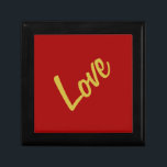 Scarlet Red Gold Colors Love Wedding Calligraphy Gift Box<br><div class="desc">You can easily change the fonts and colors. You can also add your logo and the background image as you like.</div>