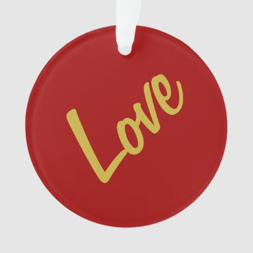 Scarlet Red Gold Colors Love Wedding Calligraphy Ornament