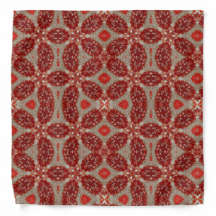 Scarlet red gray white geometric abstract art bandana