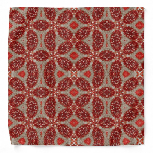 Scarlet red gray white geometric abstract art bandana (Front)