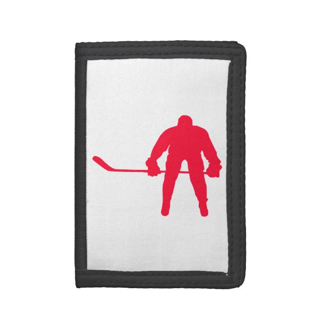Scarlet Red Hockey Tri-fold Wallet (Front Vertical)