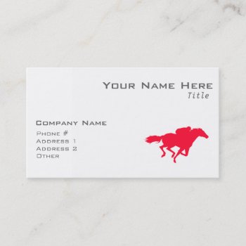 Scarlet Red Horse Racing Business Card by ColorStock at Zazzle