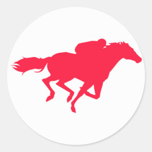 Scarlet Red Horse Racing Classic Round Sticker