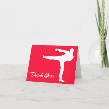 Scarlet Red Martial Arts Thank You Card by ColorStock at Zazzle