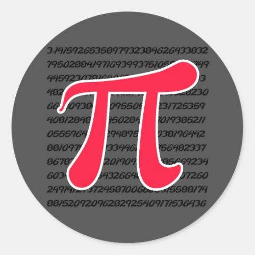 Scarlet Red Pi Symbol Classic Round Sticker