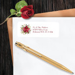 Scarlet Red Poinsettia Florals Return Address Label<br><div class="desc">Winter watercolor scarlet red poinsettias on white background on left with templates to the right.</div>