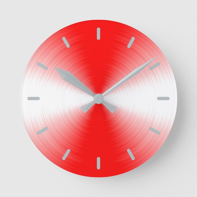 Scarlet Red Radiant Contemporary Round Clock (Front)