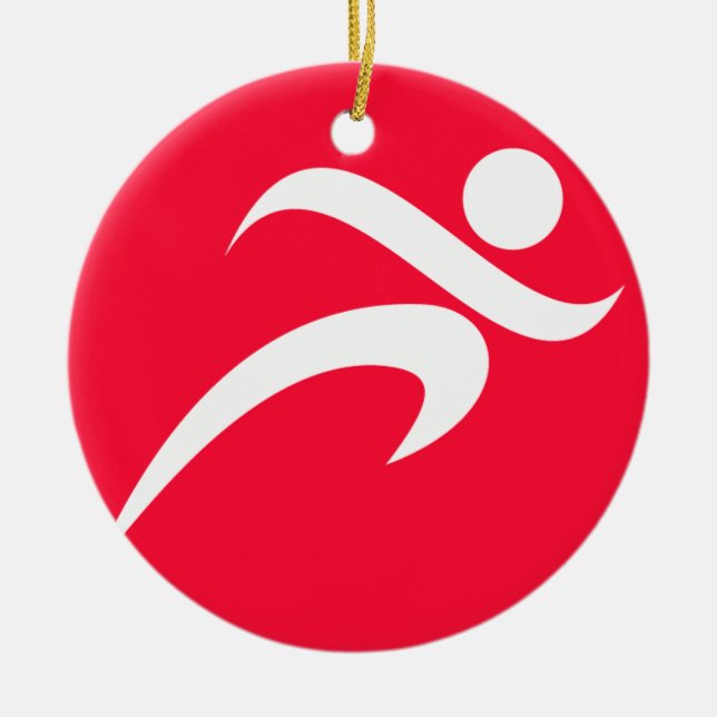 Scarlet Red Running Ceramic Ornament (Front)