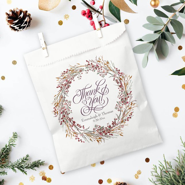 Scarlet Red Seasonal Floral Wedding Favor Bag (Creator Uploaded)