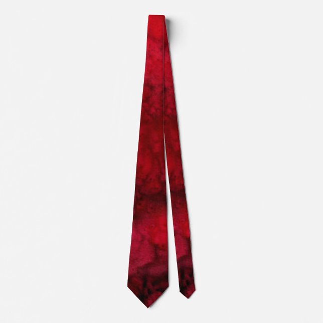 'Scarlet' Red Silk Abstract Neck Tie (Front)