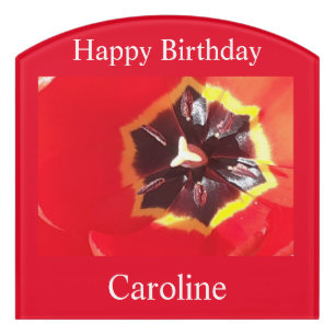 Scarlet Red Tulip Birthday Door Sign