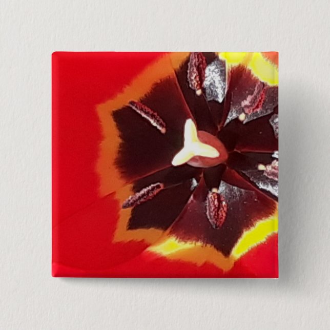 Scarlet Red Tulip Button (Front)