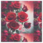 "Scarlet Rose Blooms: A Bouquet of Passion" Fabric
