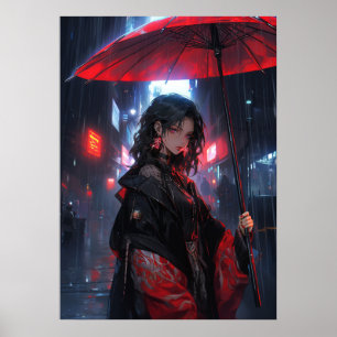Scarlet Serenade: Mistress of the Cyberpunk Night Poster
