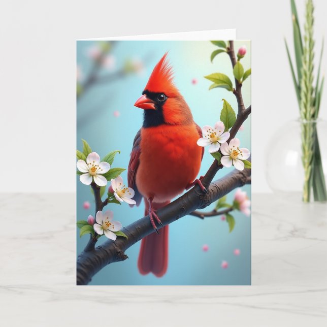 Scarlet Songbird Floral Day Card (Front)