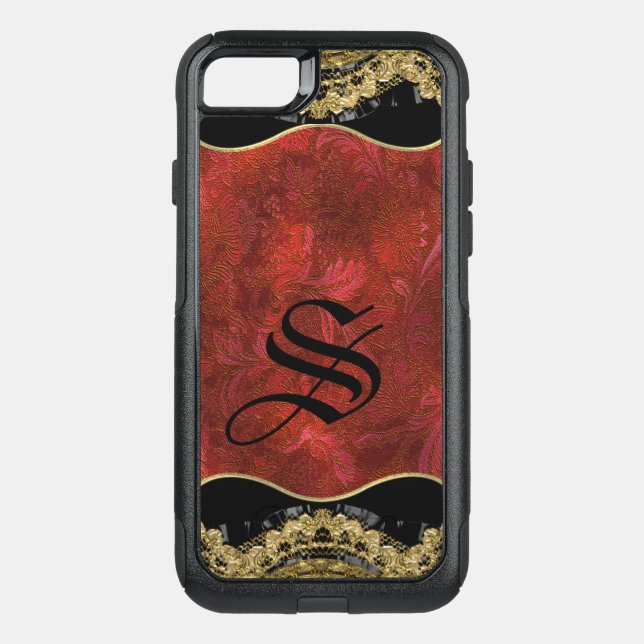 Scarlet Sparrow Protective Pretty Monogram Otterbox iPhone Case (Back)