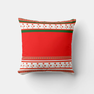 Scarlet Stars – Red, Green & Ivory Geometric Throw Pillow