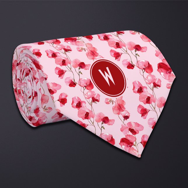 Scarlet Sweet Peas Floral  Neck Tie (Creator Uploaded)