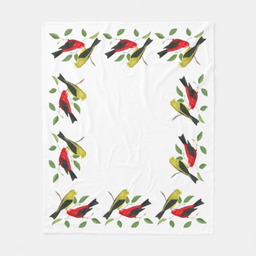 Scarlet Tanager Bird Art Fleece Blanket
