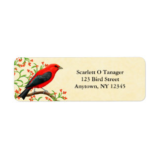 Scarlet Tanager Customizable Address Label