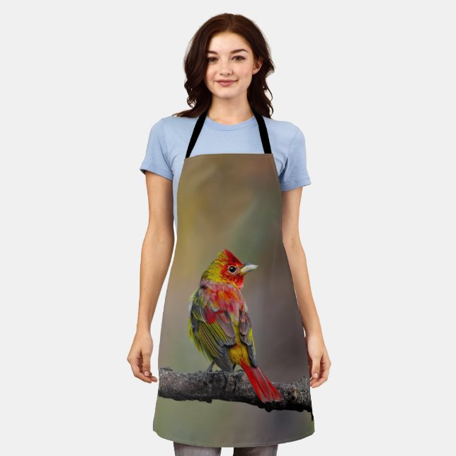 Scarlet Tanager Molting - Original Photograph Apron (Worn)