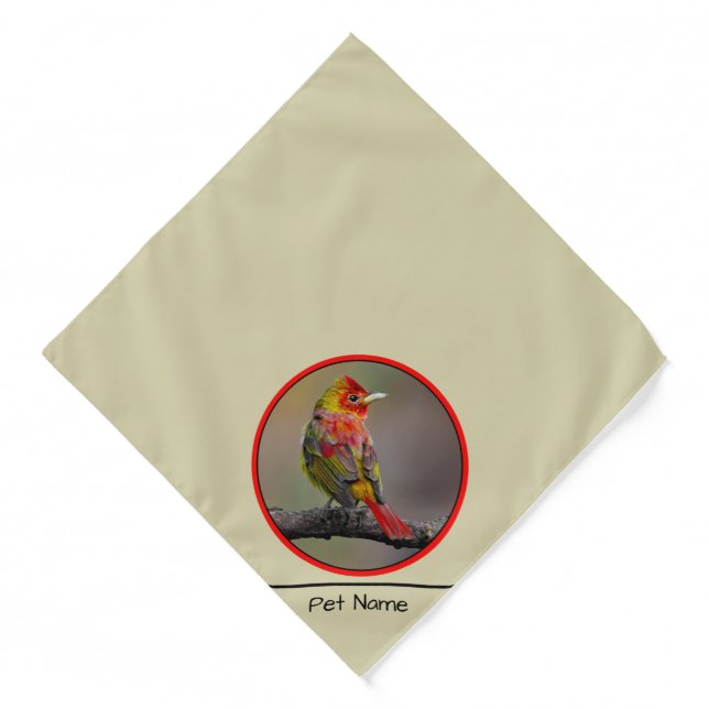 Scarlet Tanager Molting Original Photograph Bandana (Front)
