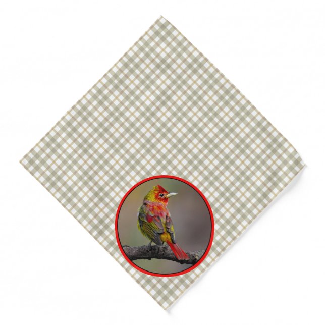 Scarlet Tanager Molting Original Photograph Bandana (Front)