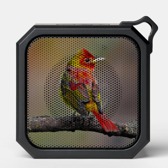 Scarlet Tanager Molting - Original Photograph Bluetooth Speaker (Front)