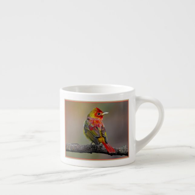 Scarlet Tanager Molting - Original Photograph Espresso Cup (Right)