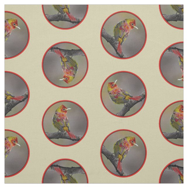 Scarlet Tanager Molting Original Photograph Fabric (Swatch)
