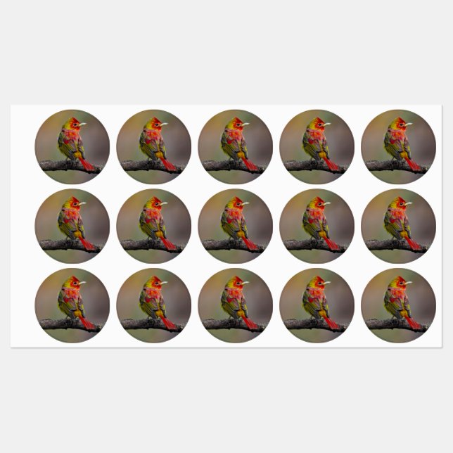 Scarlet Tanager Molting - Original Photograph Labels (Sheet)