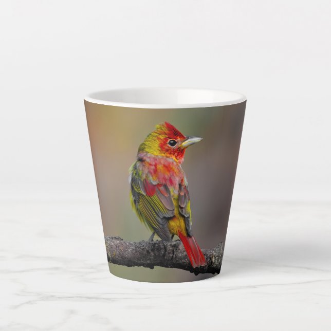 Scarlet Tanager Molting - Original Photograph Latte Mug (Front)