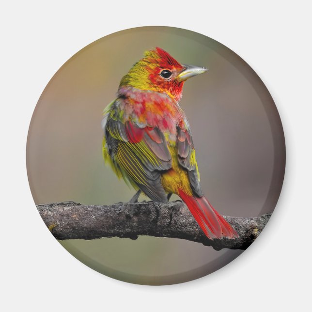 Scarlet Tanager Molting - Original Photograph Magnet (Front)