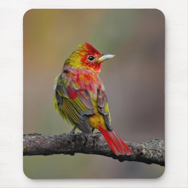 Scarlet Tanager Molting - Original Photograph Mouse Pad (Front)