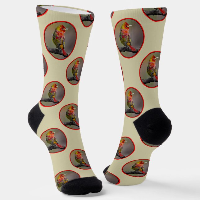 Scarlet Tanager Molting Original Photograph Socks (Angled)