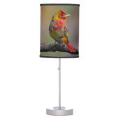 Scarlet Tanager Molting - Original Photograph Table Lamp (Front)